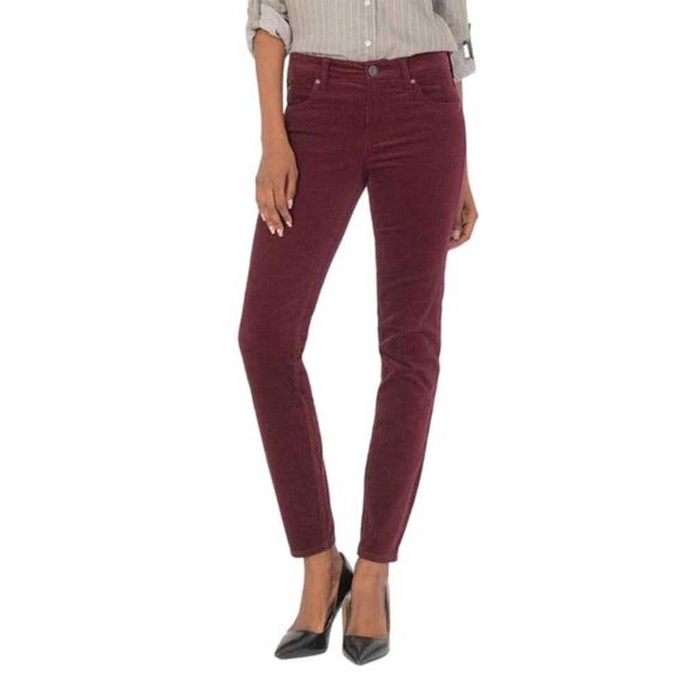 Kut From The Kloth Women's Diana Petite Corduroy Relaxed Fit Skinny Wine Size 00